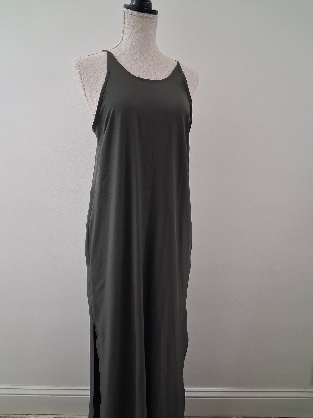Athleta Olive Green Scoop Neck Maxi Dress